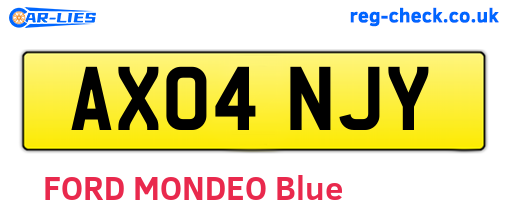 AX04NJY are the vehicle registration plates.