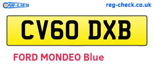 CV60DXB are the vehicle registration plates.