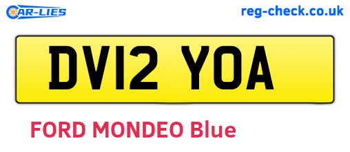 DV12YOA are the vehicle registration plates.