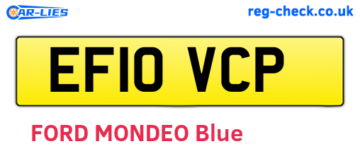 EF10VCP are the vehicle registration plates.