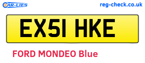 EX51HKE are the vehicle registration plates.