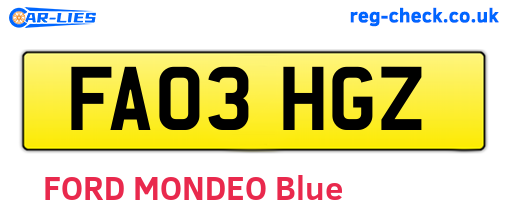 FA03HGZ are the vehicle registration plates.