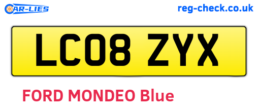 LC08ZYX are the vehicle registration plates.