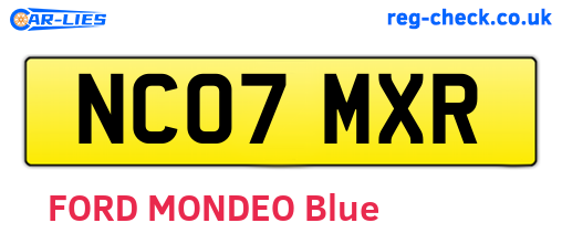 NC07MXR are the vehicle registration plates.