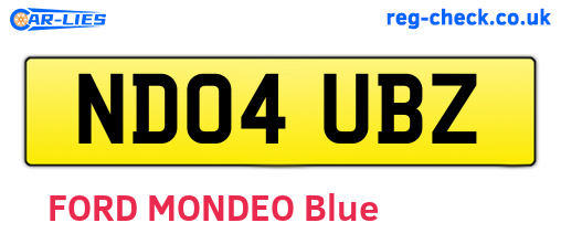 ND04UBZ are the vehicle registration plates.