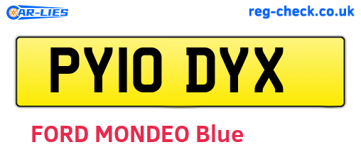 PY10DYX are the vehicle registration plates.