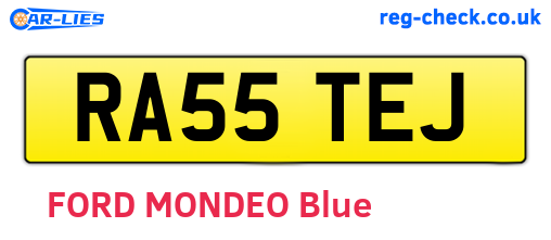 RA55TEJ are the vehicle registration plates.