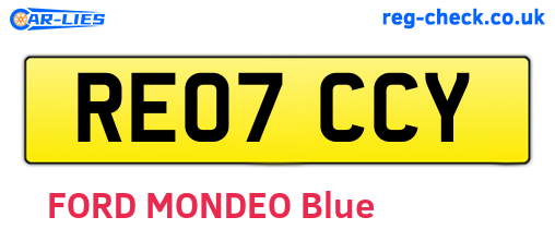 RE07CCY are the vehicle registration plates.