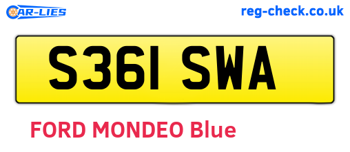 S361SWA are the vehicle registration plates.