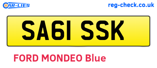 SA61SSK are the vehicle registration plates.