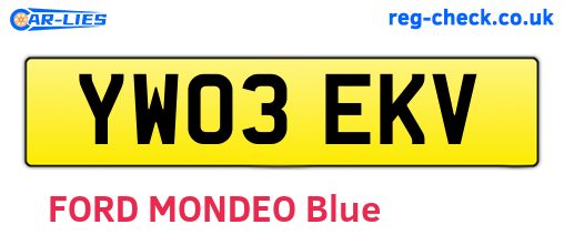YW03EKV are the vehicle registration plates.
