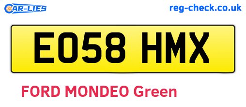 EO58HMX are the vehicle registration plates.