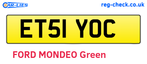 ET51YOC are the vehicle registration plates.