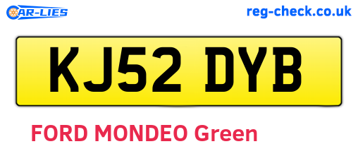 KJ52DYB are the vehicle registration plates.