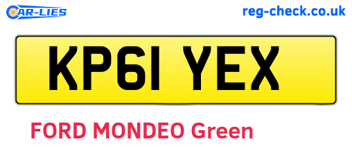 KP61YEX are the vehicle registration plates.