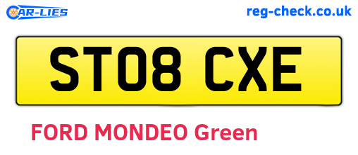 ST08CXE are the vehicle registration plates.