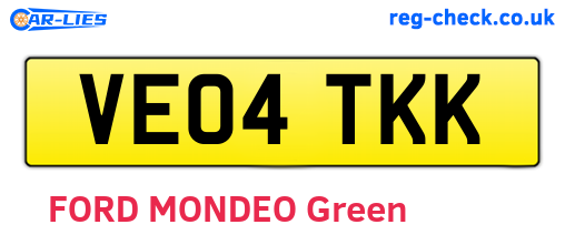 VE04TKK are the vehicle registration plates.