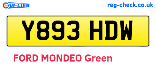 Y893HDW are the vehicle registration plates.