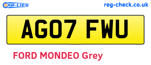 AG07FWU are the vehicle registration plates.