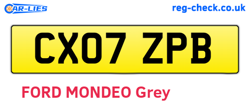CX07ZPB are the vehicle registration plates.