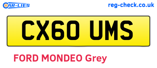 CX60UMS are the vehicle registration plates.