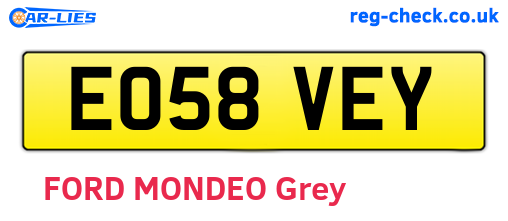 EO58VEY are the vehicle registration plates.