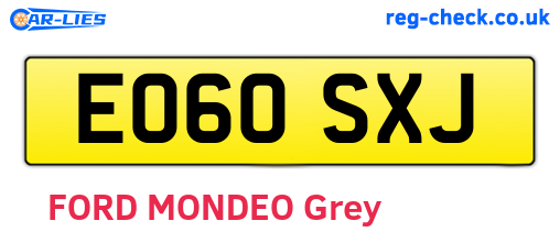 EO60SXJ are the vehicle registration plates.