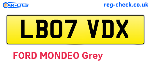 LB07VDX are the vehicle registration plates.
