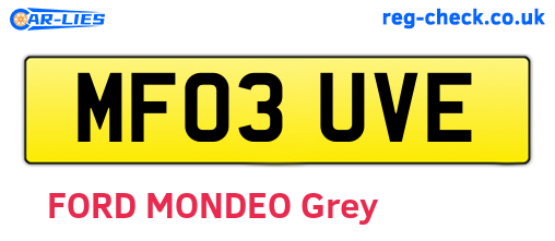 MF03UVE are the vehicle registration plates.