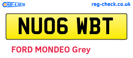 NU06WBT are the vehicle registration plates.