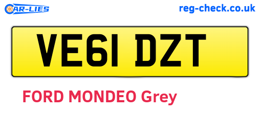 VE61DZT are the vehicle registration plates.