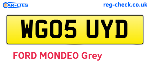 WG05UYD are the vehicle registration plates.