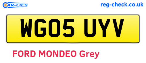 WG05UYV are the vehicle registration plates.