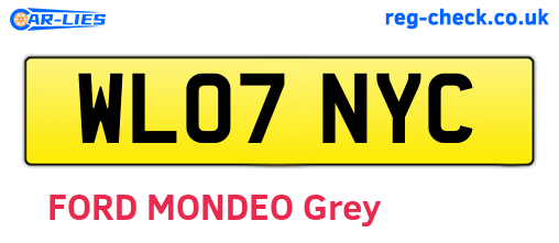 WL07NYC are the vehicle registration plates.