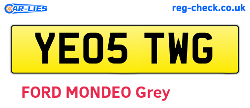 YE05TWG are the vehicle registration plates.