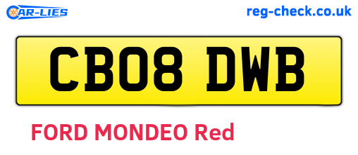 CB08DWB are the vehicle registration plates.