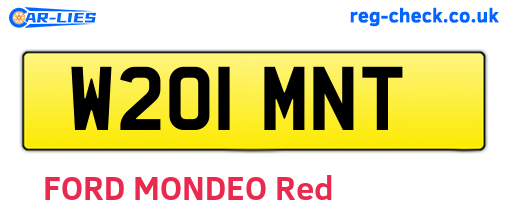 W201MNT are the vehicle registration plates.