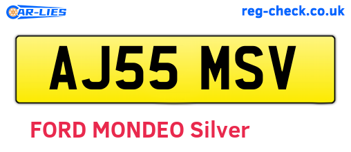 AJ55MSV are the vehicle registration plates.