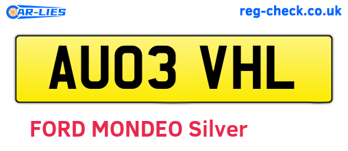 AU03VHL are the vehicle registration plates.
