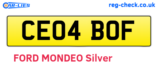CE04BOF are the vehicle registration plates.