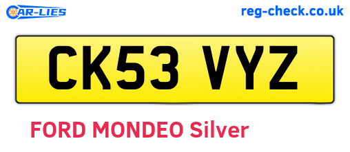 CK53VYZ are the vehicle registration plates.