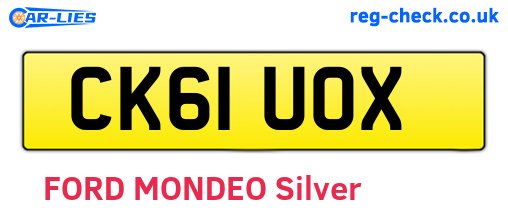 CK61UOX are the vehicle registration plates.