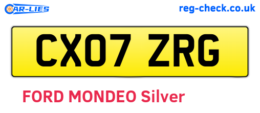 CX07ZRG are the vehicle registration plates.