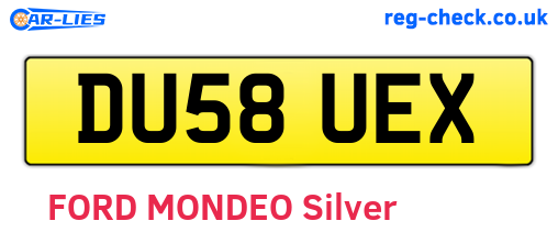 DU58UEX are the vehicle registration plates.