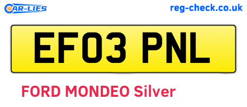 EF03PNL are the vehicle registration plates.