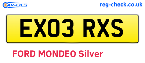 EX03RXS are the vehicle registration plates.