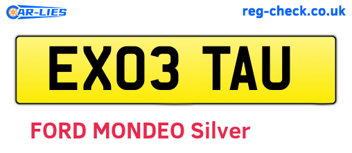 EX03TAU are the vehicle registration plates.