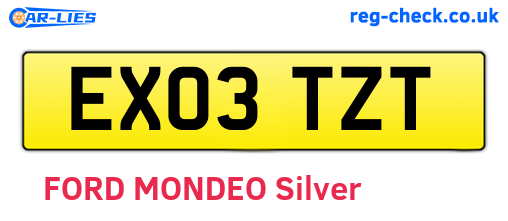 EX03TZT are the vehicle registration plates.