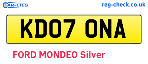 KD07ONA are the vehicle registration plates.