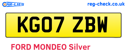 KG07ZBW are the vehicle registration plates.